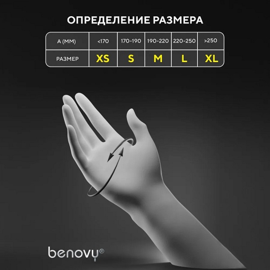 Перчатки нитриловые Benovy S (100 шт.) Черный